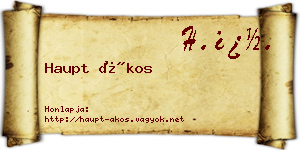 Haupt Ákos névjegykártya